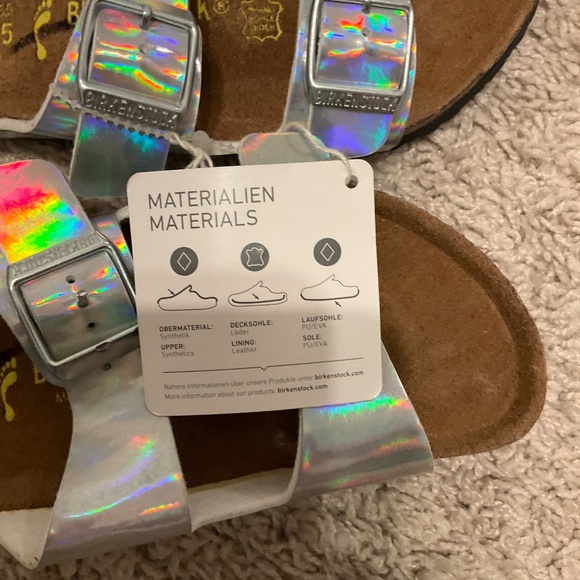 J.CREW CREWCUTS X BIRKENSTOCK GIRLS' ARIZONA SANDALS . SIZE: K1.COLOR: METALLIC - Picture 3 of 6